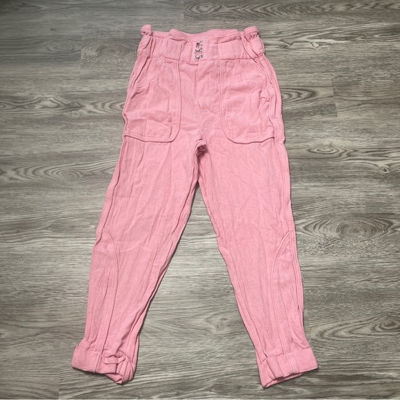 Womens IRO Harmony Pink Linen Ankle Pants Size 34 - Picture 1 of 5
